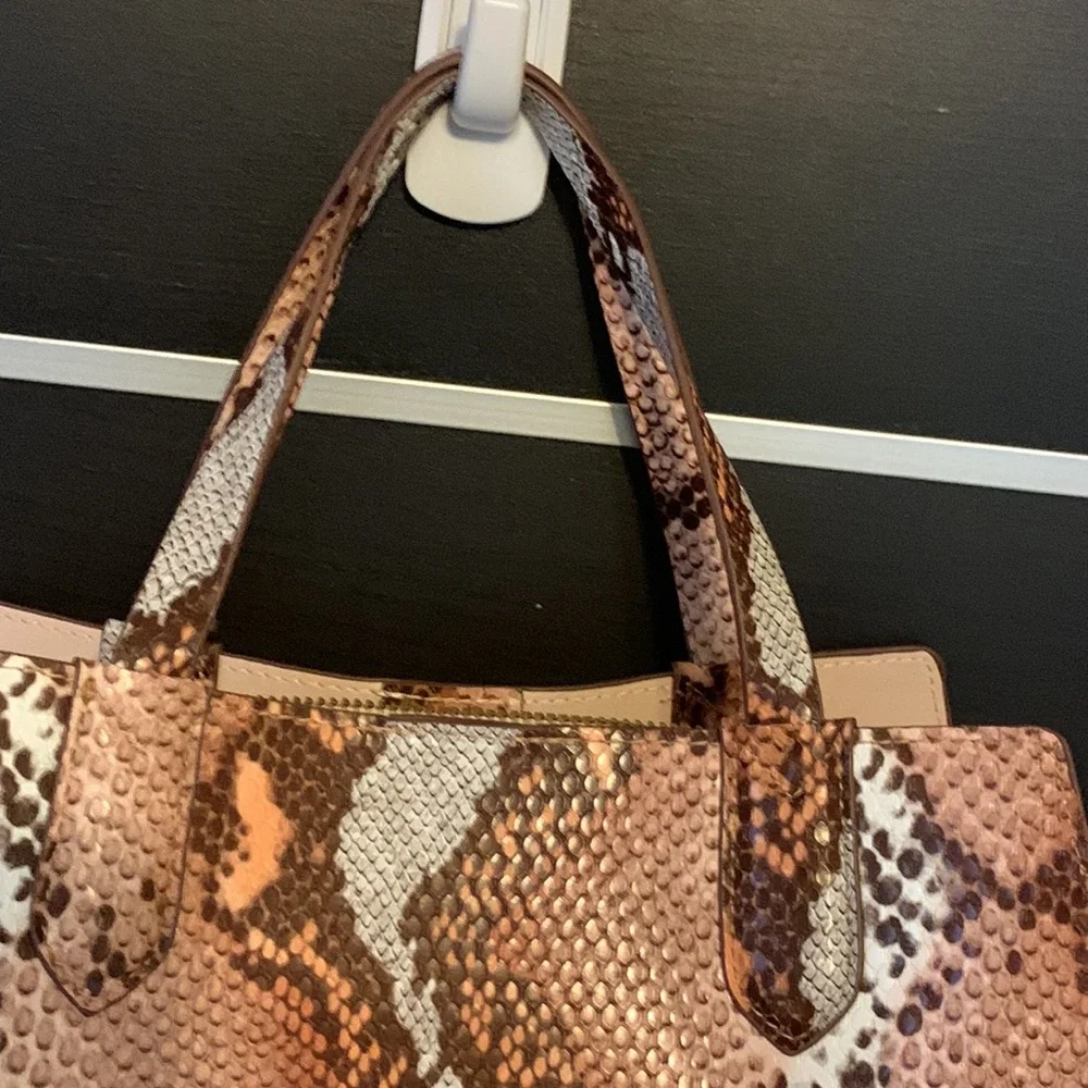 A New Day Snakeskin Print Triple Compartment Satchel Handbag
